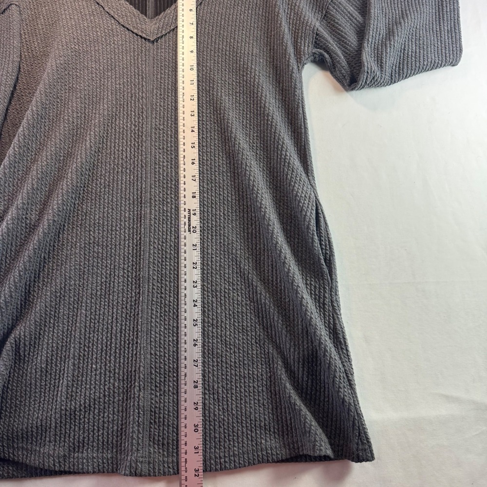 New In Charcoal Grey Waffle Knit V-Neck Tunic Top ND30196 Small - Picture 5 of 6